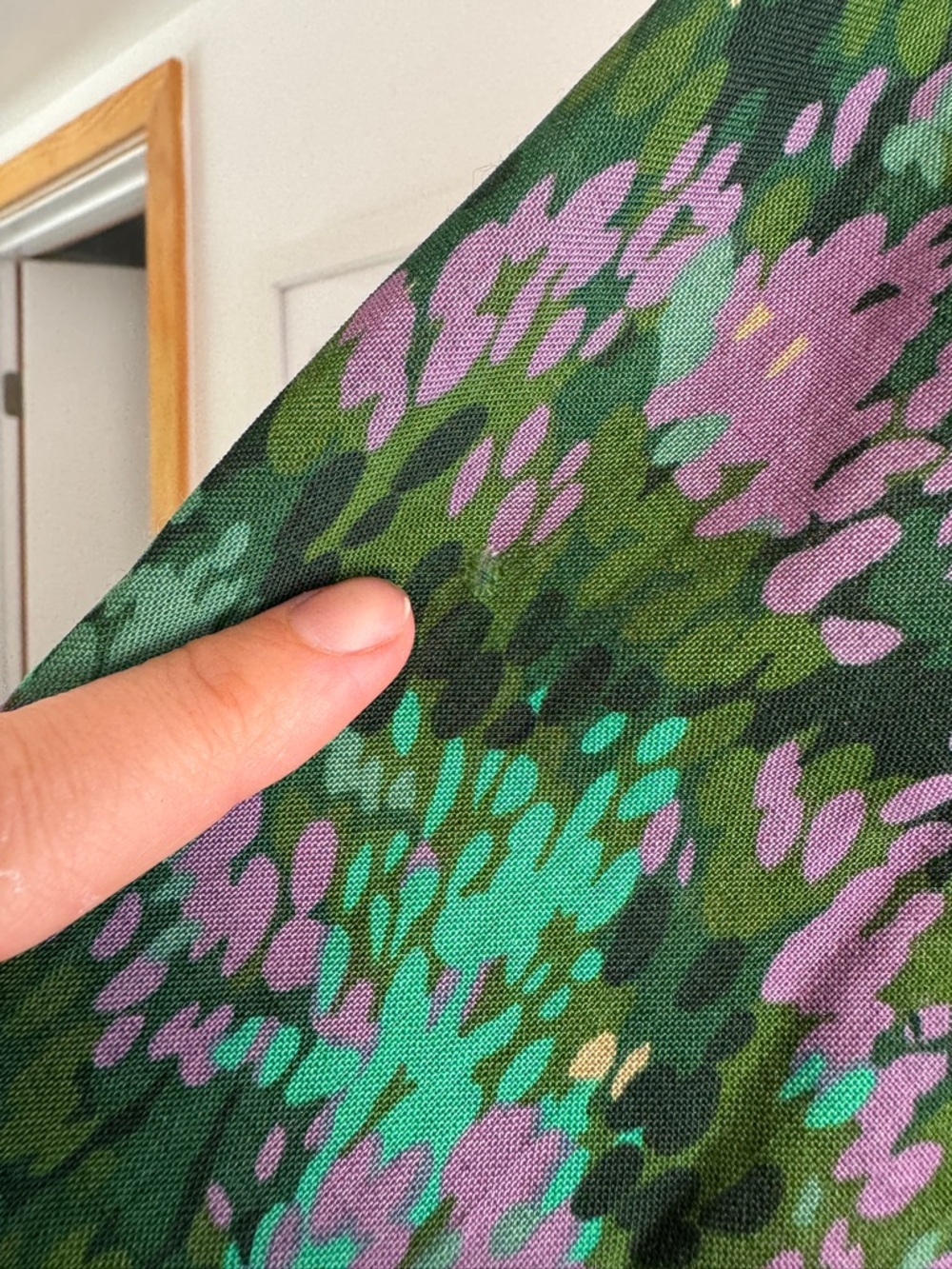 Yves Saint Laurent Rive Gauche Vintage Green & Purple Floral Dress (7.5-8, M) - Picture 8 of 12